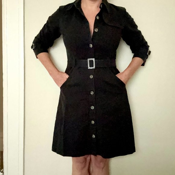 Isaac Mizrahi Button Down Belted Shirt Dress - Picture 1 of 5